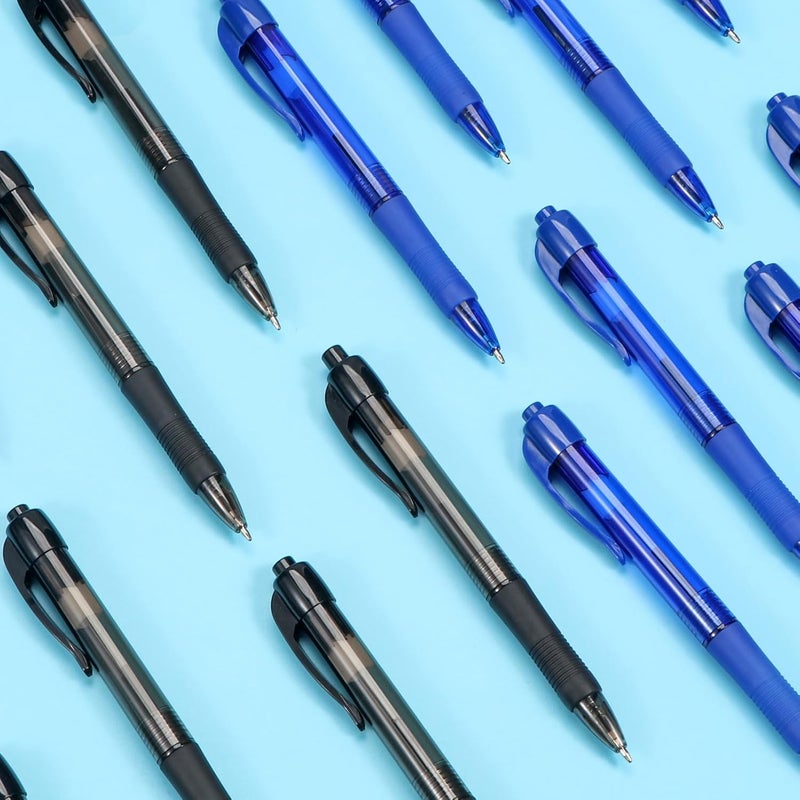 deegtran Pens Bulk, 100 Pack No Bleed Black & Blue Ink Click Pens with Soft Grip, Wholesale Retractable Ballpoint Pens for Office School, Medium Point Smooth 1.0MM - Image 4
